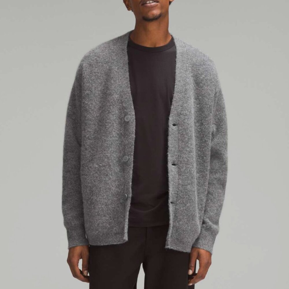Lululemon Alpaca Wool-Blend Cardigan Sweater in Heathered Asphalt Grey